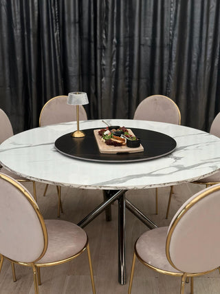 Ümarlaua pöördalus valge/must marmor Lazy Susan
